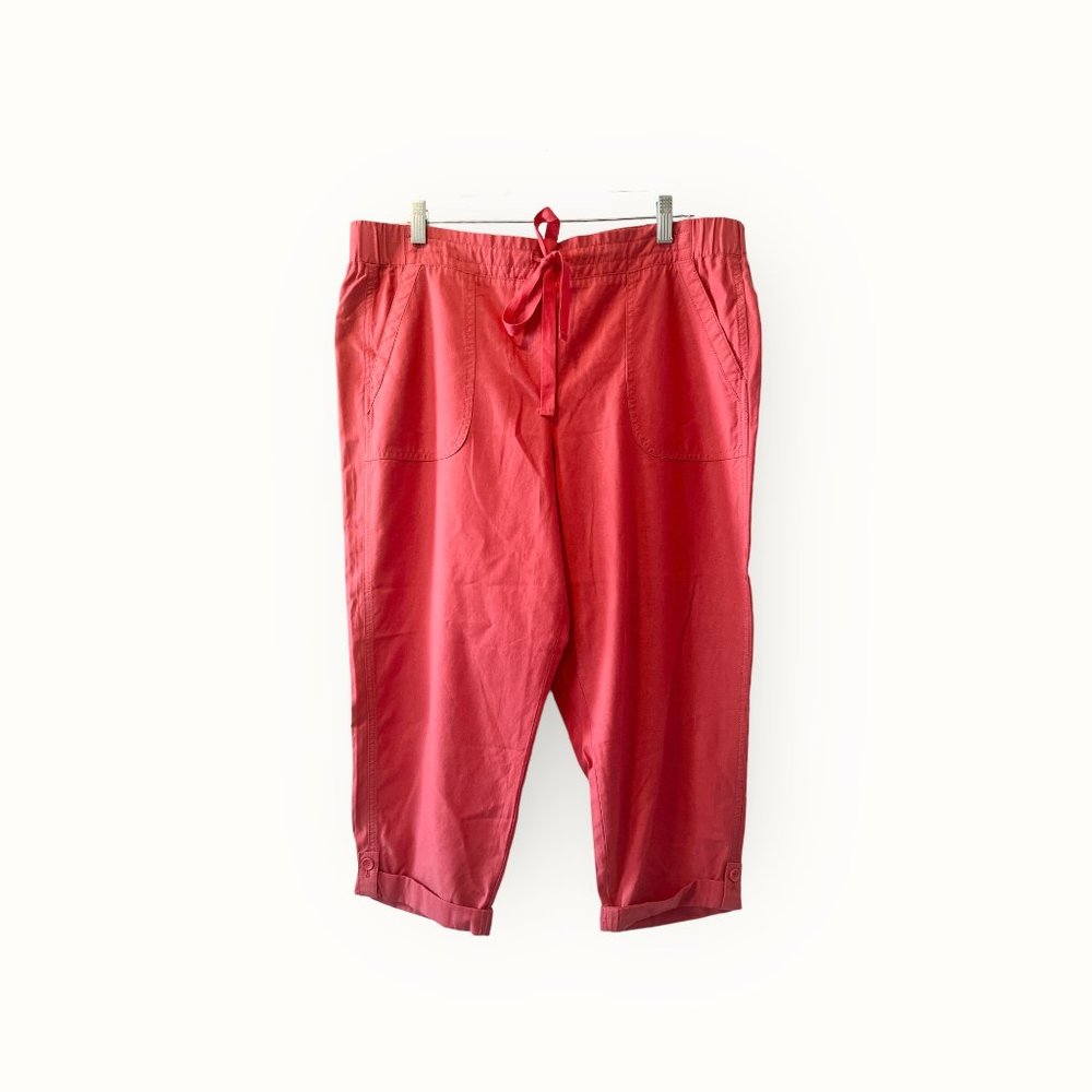Talbots easy drawstring coral  pull on pants 16P lyocell cotton blend
